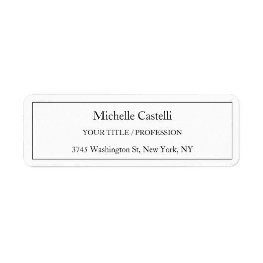 Professional Unique Classical Simple Black & White Etiket (Voorkant)