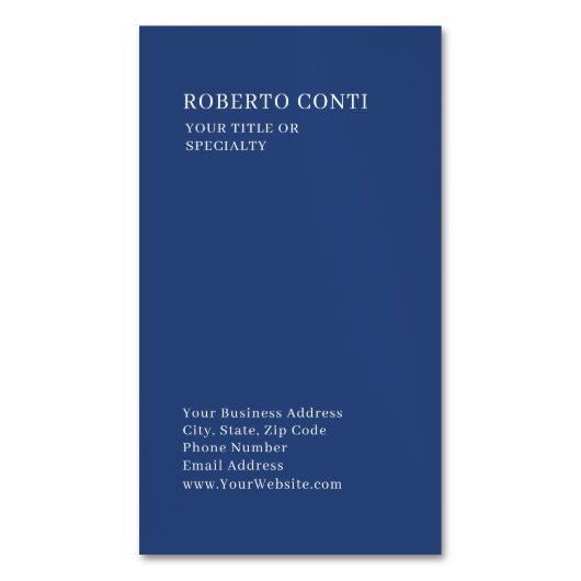 Professional Unique Plain Minimalist Blue Magnetisch Visitekaartje (Voorkant Verticaal)
