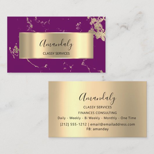 Professional VIP Gold Abstracte marmer roze Berry Visitekaartje (Voorkant / Achterkant)