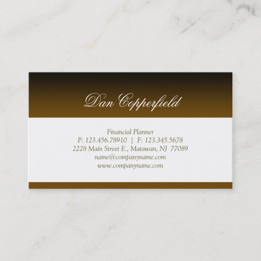 Professional Visitekaartje Financial Planner Gold (Voorkant)