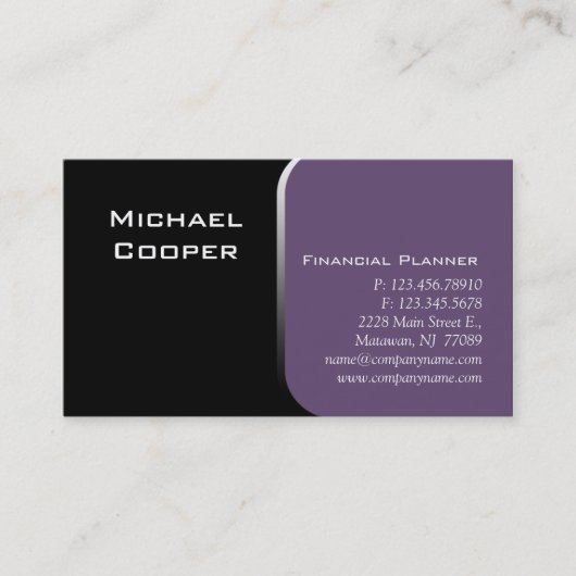 Professional Visitekaartje Financial Planner Mauve (Voorkant)