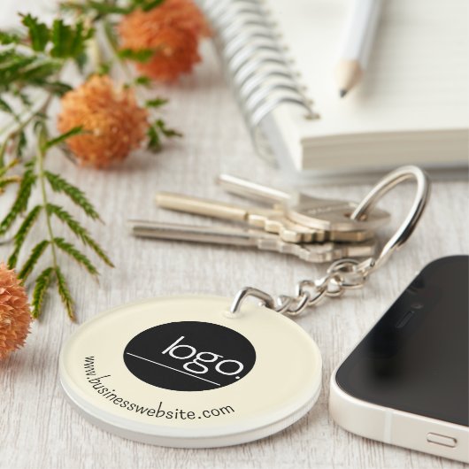 PROFESSIONAL VOEG EIGEN LOGO CREAM BUSINESS MERCH  SLEUTELHANGER (Voorkant Rechts)