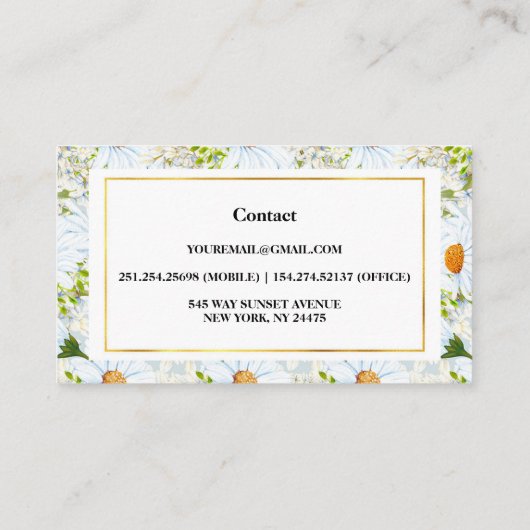 Professional Waterverf Daisy Visitekaartje (Achterkant)