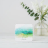 Professional Waterverf Greenery Abstract Vierkante Visitekaartje (Staand voorkant)