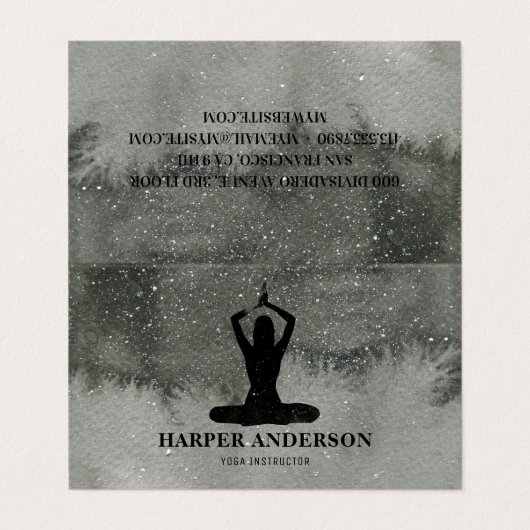 Professional Waterverf zwarte Yoga-instructeur Visitekaartje (Buitenkant ongevouwen)