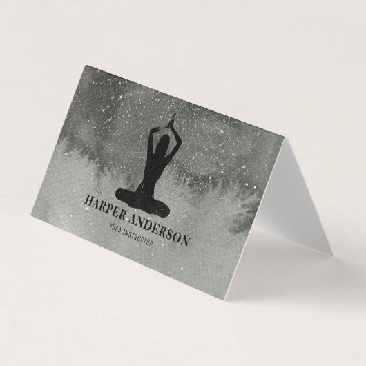 Professional Waterverf zwarte Yoga-instructeur Visitekaartje (Voorkant)