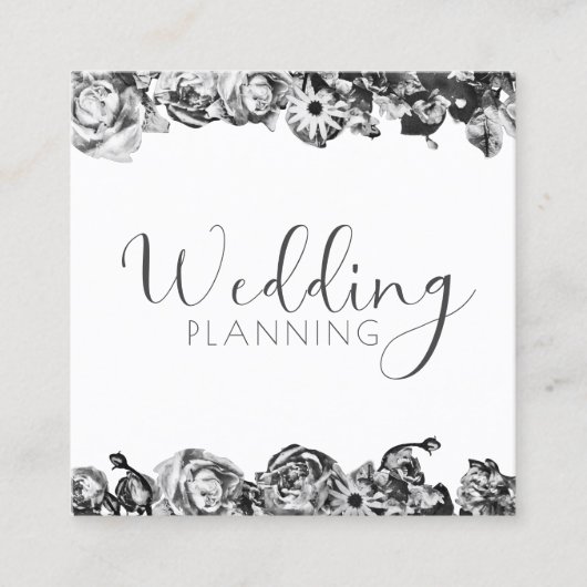 Professional Weddenschap Planner Elegant Black & W Vierkante Visitekaartje (Voorkant)