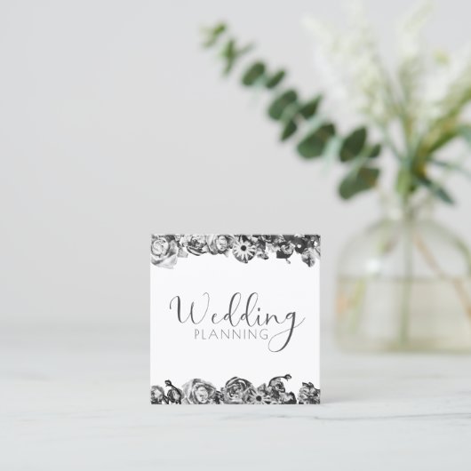 Professional Weddenschap Planner Elegant Black & W Vierkante Visitekaartje (Staand voorkant)