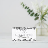 Professional Weddenschap Planner Elegant Black & W Visitekaartje (Staand voorkant)