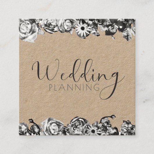Professional Wedding Planner Elegant Rustic Floral Vierkante Visitekaartje (Voorkant)