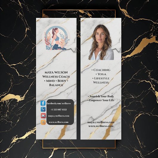 Professional Wellness Coach Photo Black White Logo Mini Visitekaartje