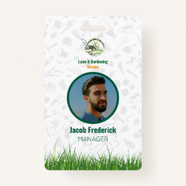 Professional White and Green Lawn Care Badge