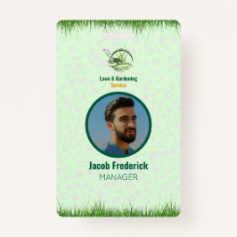 Professional White and Green Lawn Care Badge