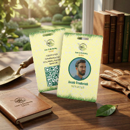 Professional White and Green Lawn Care Badge