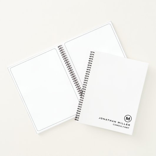 Professional White Black Monogram Hardcover Sketch Notitieboek (Binnen)