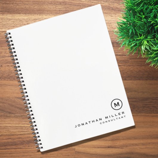 Professional White Black Monogram Notitieboek