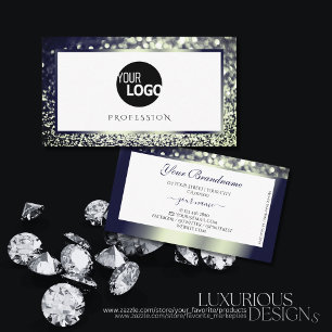 Professional White Blue Silver Ombre Glitter Logo  Visitekaartje