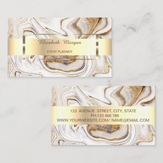 Professional White Brown Stripe Marmer Visitekaartje (Voorkant / Achterkant)