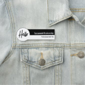 Professional White en Black Hallo Script Naamplaatje (In situ)