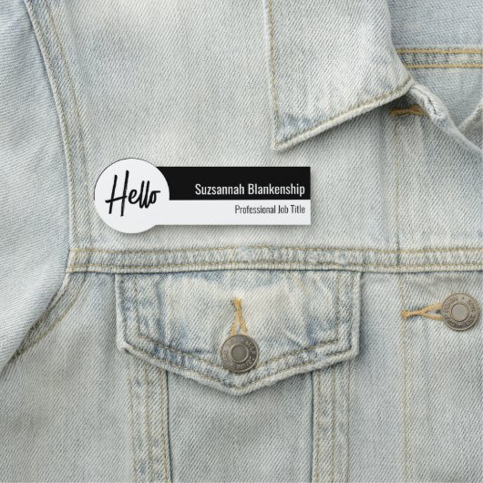 Professional White en Black Hallo Script Naamplaatje (In situ)