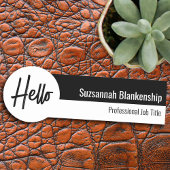 Professional White en Black Hallo Script Naamplaatje