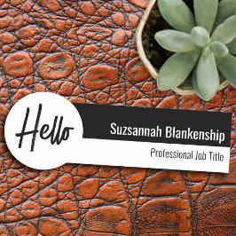 Professional White en Black Hallo Script Naamplaatje