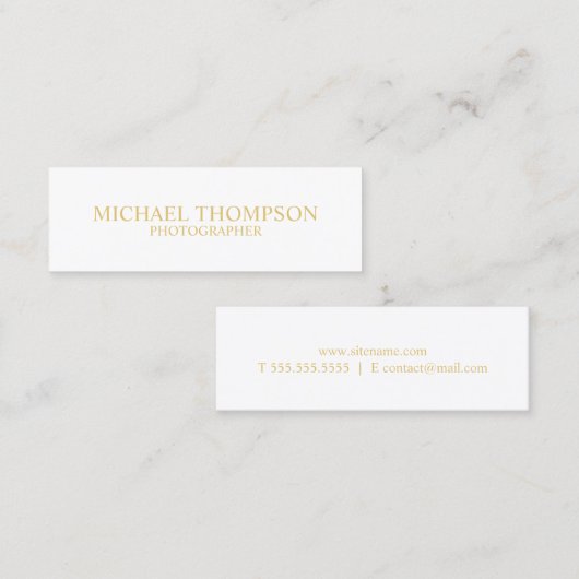 Professional White en Gold Mini Visitekaartje (Voorkant / Achterkant)