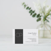 Professional White Grey Monogram Visitekaartje (Staand voorkant)