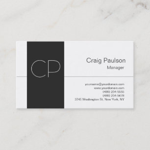 Professional White Grey Monogram Visitekaartje