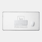 Professional White met eenvoudige grijze monogram Bureaumat (Keyboard & Muis)