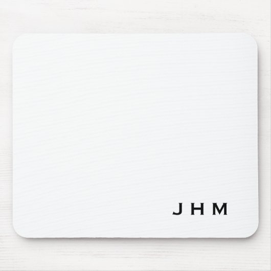 Professional White Monogram Initiaal Muismat (Voorkant)