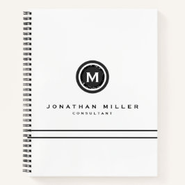Professional White Monogram Medallion Notitieboek