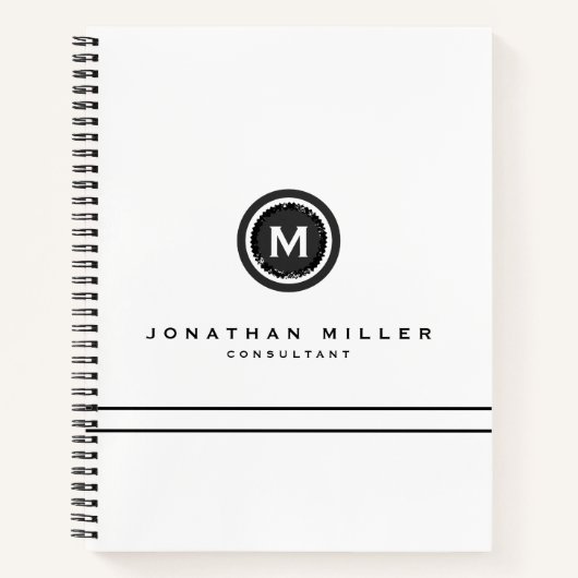 Professional White Monogram Medallion Notitieboek (Voorkant)