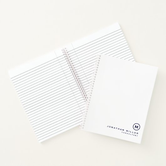 Professional White Navy Monogram Notitieboek (Binnen)