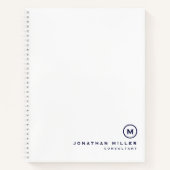 Professional White Navy Monogram Notitieboek (Voorkant)