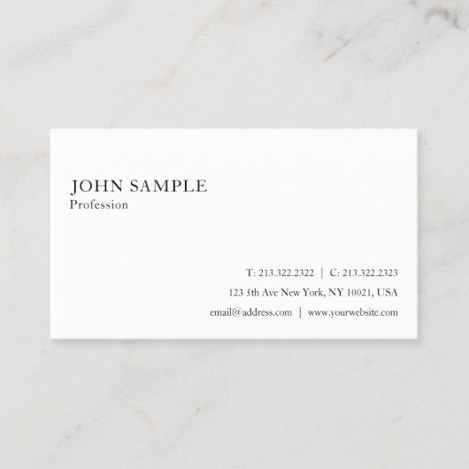 Professional White Simple Plain Elegant Modern Visitekaartje (Voorkant)