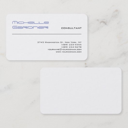 Professional White Trendy Plain Creative Modern Visitekaartje (Voorkant / Achterkant)