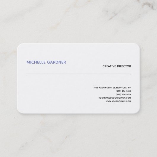 Professional White Trendy Plain Modern minimalist Visitekaartje (Voorkant)