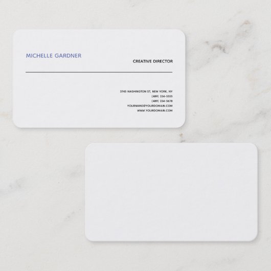 Professional White Trendy Plain Modern minimalist Visitekaartje (Voorkant / Achterkant)