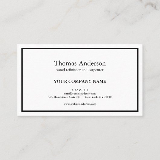 Professional Wood Grain Rustic Carpentry Visitekaartje (Achterkant)