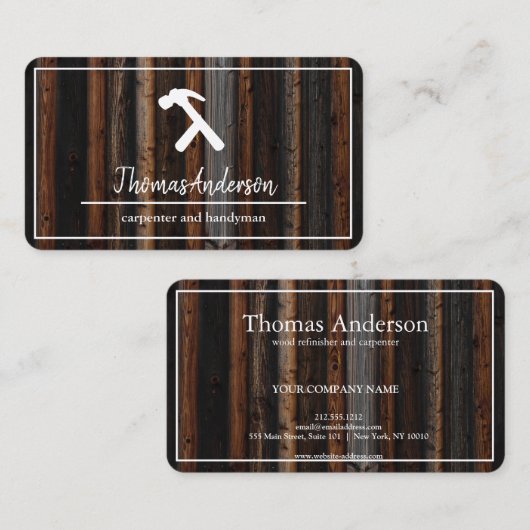 Professional Wood Grain Rustic Carpentry Visitekaartje (Voorkant / Achterkant)