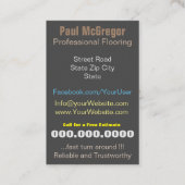 Professional Wood Laminated Flooring Business Card Visitekaartje (Achterkant)