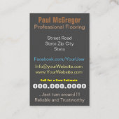 Professional Wood Laminated Flooring Business Card Visitekaartje (Achterkant)