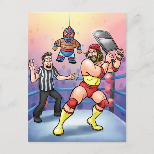 Professional Wrestling Luchador Piñata Birthday Briefkaart (Voorkant)