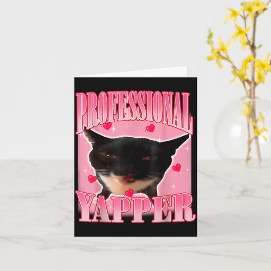 Professional Yapper Cat Funny Oddly Specific Dank Kaart (Gele Bloem)