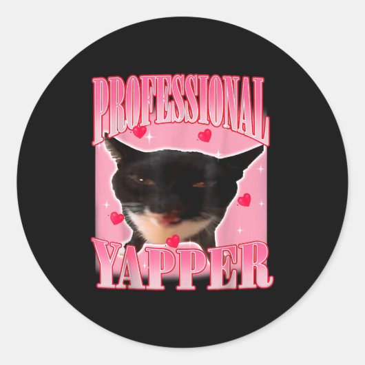 Professional Yapper Cat Funny Oddly Specific Dank  Ronde Sticker (Voorkant)
