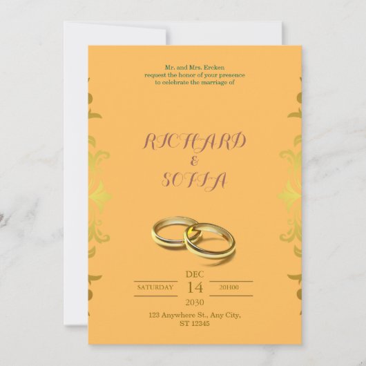 Professional Yellow & Orange Wedding Invitation Kaart (Voorkant)