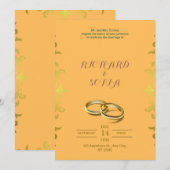Professional Yellow & Orange Wedding Invitation Kaart (Voorkant / Achterkant)