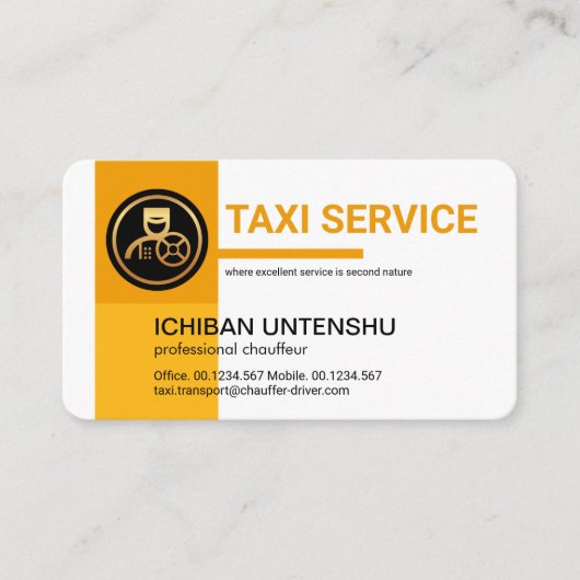 Professional Yellow Taxi Colors Chauffeur Visitekaartje (Voorkant)