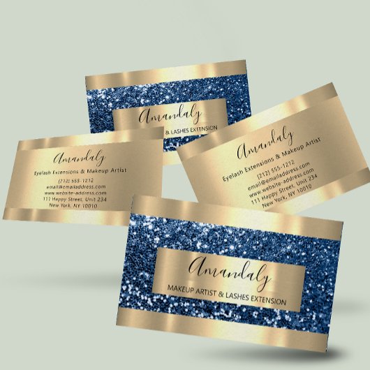 ProfessionalGlitter Blue Navy Gold Modern Luminous Visitekaartje